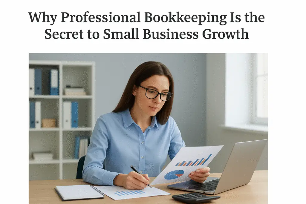 An accountant analyzing financial reports and managing bookkeeping records for small businesses.